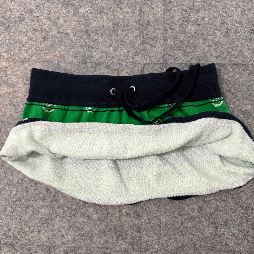 Vintage Y2K Victoria's Secret PINK Mini Skirt XS Green Navy Striped 86' Logo - Picture 8 of 8